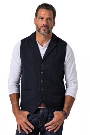 JP1880 828736 Vestă din tweed cu spate tricotat Bleumarin - Costume - Costume Bărbați mărimi mari