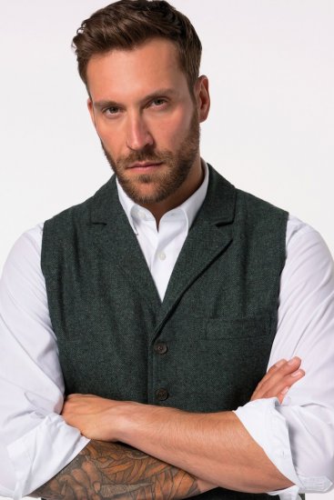 JP1880 828736 Vestă din tweed cu spate tricotat Verde sticlă - Costume - Costume Bărbați mărimi mari