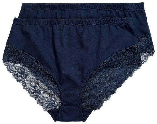 Ulla Popken 830094 Chiloți cu dantelă set de 2 Bleumarin - Chiloți - 