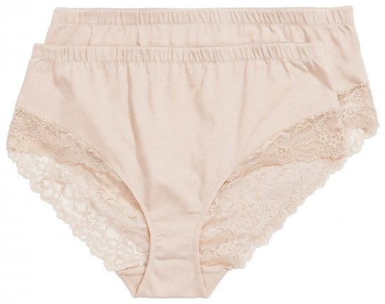 Ulla Popken 830094 Chiloți cu dantelă set de 2 Bej - Chiloți - 