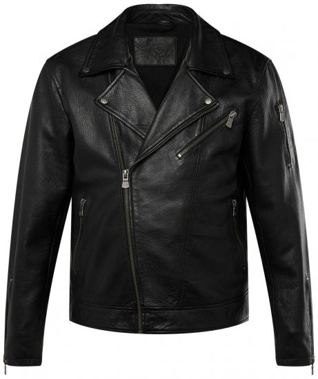 JP1880 830586 Jachetă biker din nappa de miel Neagră - Geci - Geci Bărbați Mărimi Mari
