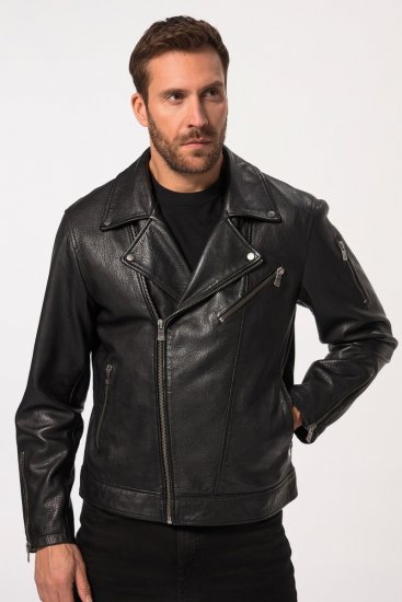 JP1880 830586 Jachetă biker din nappa de miel Neagră - Geci - Geci Bărbați Mărimi Mari