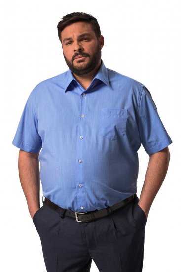 Men+ 758 Cămașă business cu mânecă scurtă cu guler deschis Albastru deschis - Cămăși - Cămăși Bărbați Mărimi Mari