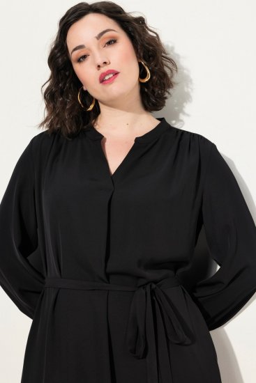 Ulla Popken 831004 Rochie midi cu mânecă lungă Neagră - Rochii maxi - Rochii maxi marimi mari
