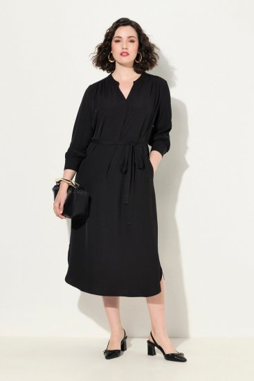 Ulla Popken 831004 Rochie midi cu mânecă lungă Neagră - Rochii maxi - Rochii maxi marimi mari