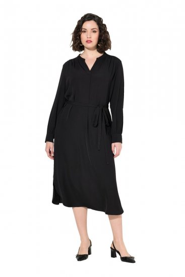 Ulla Popken 831004 Rochie midi cu mânecă lungă Neagră - Rochii maxi - Rochii maxi marimi mari
