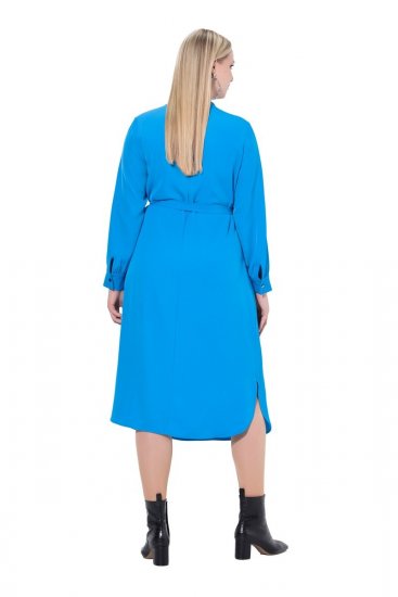 Ulla Popken 831004 Rochie midi cu mânecă lungă și decolteu în V Albastru regal - Rochii midi - Rochii midi la marimi mari