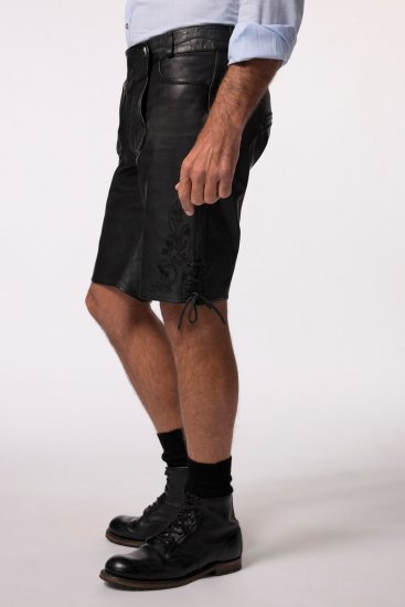 JP1880 831257 Pantaloni scurți din piele nappa Neagră - Pantaloni scurți - Pantaloni Scurți Mărimi mari Bărbați 