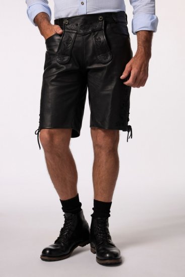 JP1880 831257 Pantaloni scurți din piele nappa Neagră - Pantaloni scurți - Pantaloni Scurți Mărimi mari Bărbați 