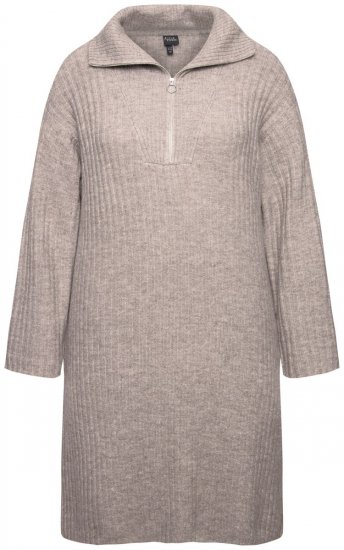 Ulla Popken 831589 Rochie tricotată cu mânecă lungă și guler înalt Gri - Rochii tricotate - 
