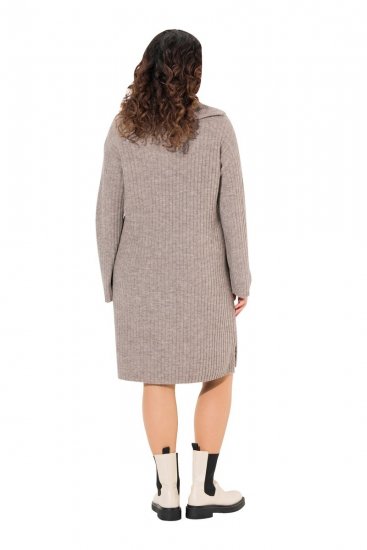 Ulla Popken 831589 Rochie tricotată cu mânecă lungă și guler înalt Gri - Rochii tricotate - 