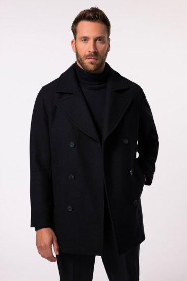 JP1880 Caban Short Double-breasted Overcoat Navy - Geci - Geci Bărbați Mărimi Mari