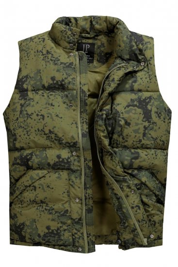 JP1880 831610 Vestă matlasată în camuflaj Verde - Geci - Geci Bărbați Mărimi Mari