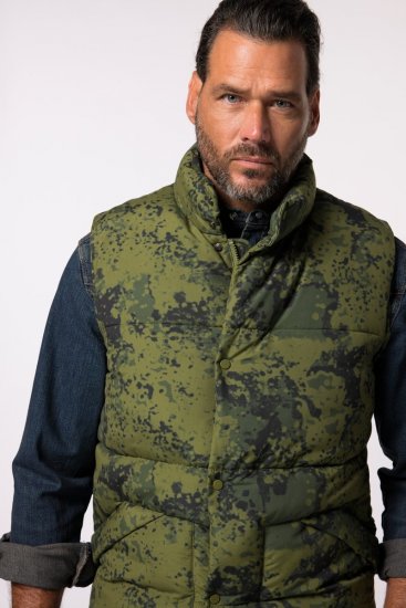JP1880 831610 Vestă matlasată în camuflaj Verde - Geci - Geci Bărbați Mărimi Mari