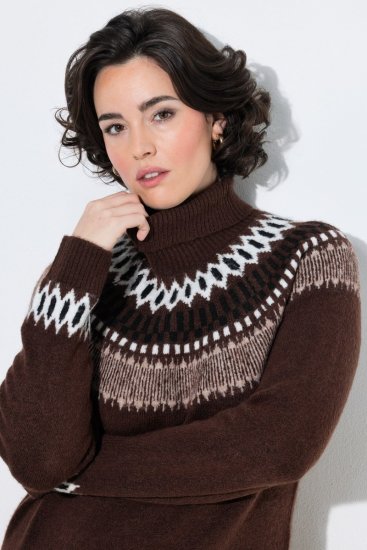 Ulla Popken 832670 Rochie tricotată imprimată cu guler înalt Multicolor - Rochii - Rochii pentru toate mărimile