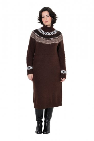 Ulla Popken 832670 Rochie tricotată imprimată cu guler înalt Multicolor - Rochii - Rochii pentru toate mărimile