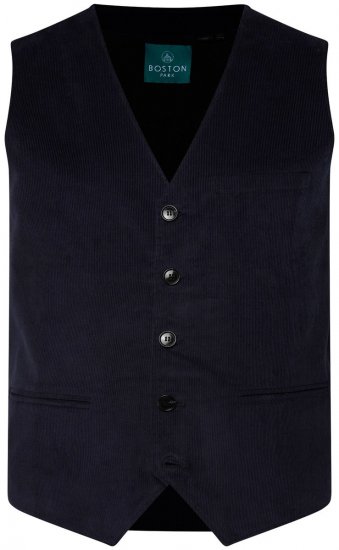 Boston Park 952 Vestă din catifea reiată cu spate tricotat Bleumarin - Costume - Costume Bărbați mărimi mari