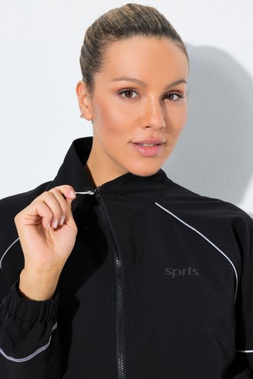Ulla Popken 833237 Geacă sport cu detalii reflectorizante Neagră - Geci - Jachete de damă marimi mari