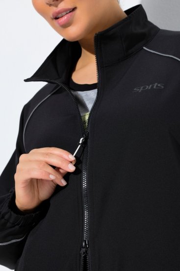 Ulla Popken 833237 Geacă sport cu detalii reflectorizante Neagră - Geci - Jachete de damă marimi mari