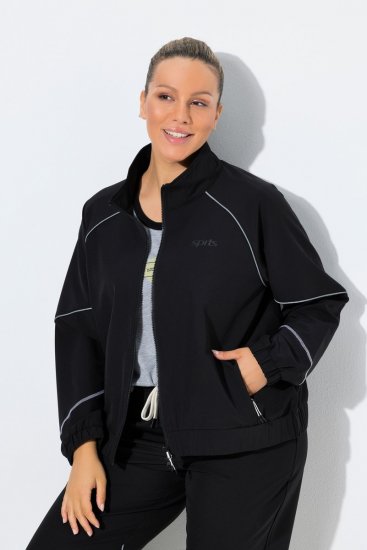 Ulla Popken 833237 Geacă sport cu detalii reflectorizante Neagră - Geci - Jachete de damă marimi mari