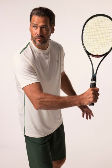 JP1880 QuickDry Stripes Tennis T-Shirt Off White - Haine sport & haine de exterior - Haine Sport & Exterior Bărbați Mărimi Mari