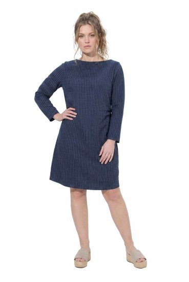 Ulla Popken 834371 Rochie hanorac în dungi Bleumarin - Rochii din molton - 