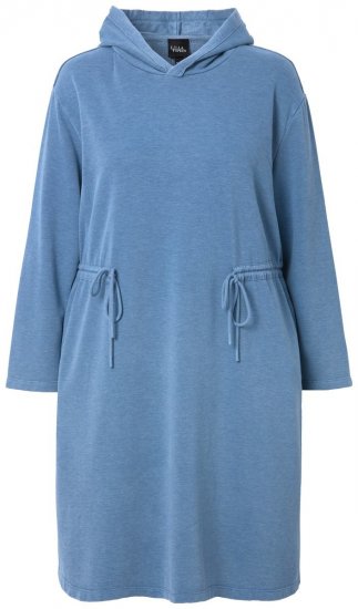 Ulla Popken 834536 Rochie hanorac cu glugă Albastru denim - Rochii din molton - 