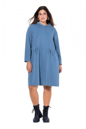 Ulla Popken 834536 Rochie hanorac cu glugă Albastru denim - Rochii din molton - 