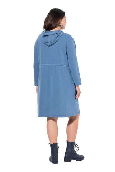 Ulla Popken 834536 Rochie hanorac cu glugă Albastru denim - Rochii din molton - 