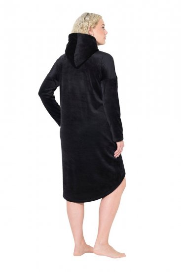 Ulla Popken 834550 Rochie cu mânecă lungă și glugă Neagră - Rochii din molton - 