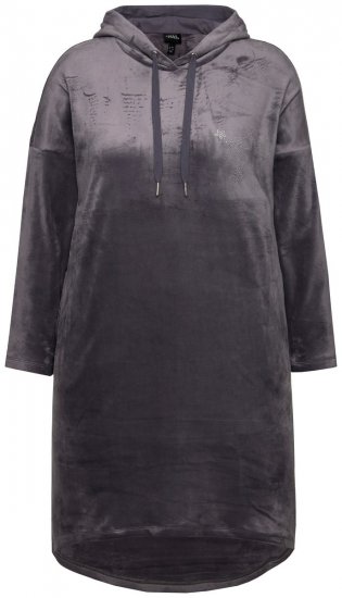 Ulla Popken 834550 Rochie cu mânecă lungă și glugă Antracit - Rochii din molton - 