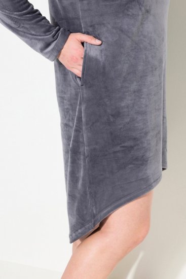 Ulla Popken 834550 Rochie cu mânecă lungă și glugă Antracit - Rochii din molton - 