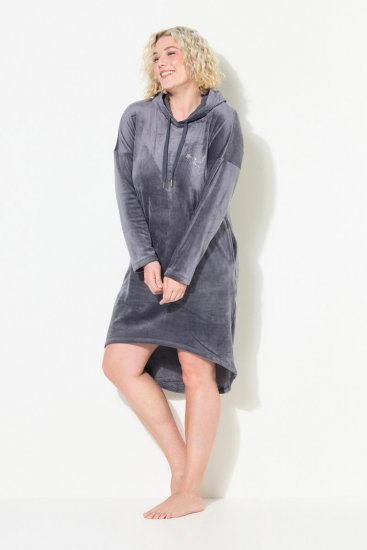 Ulla Popken 834550 Rochie cu mânecă lungă și glugă Antracit - Rochii din molton - 