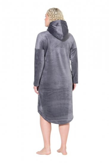 Ulla Popken 834550 Rochie cu mânecă lungă și glugă Antracit - Rochii din molton - 