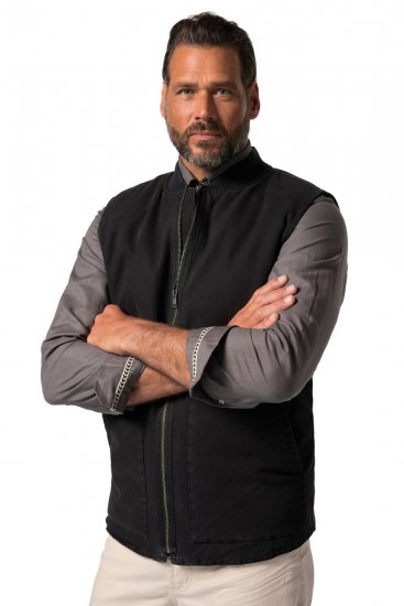 JP1880 834734 Vestă canvas Neagră - Geci - Geci Bărbați Mărimi Mari