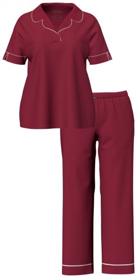 Ulla Popken 835397 Pijama cu mânecă scurtă și guler de cămașă Lila - Pijamale/Haine de casă - 