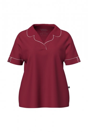 Ulla Popken 835397 Pijama cu mânecă scurtă și guler de cămașă Lila - Pijamale/Haine de casă - 
