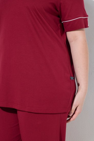 Ulla Popken 835397 Pijama cu mânecă scurtă și guler de cămașă Lila - Pijamale/Haine de casă - 