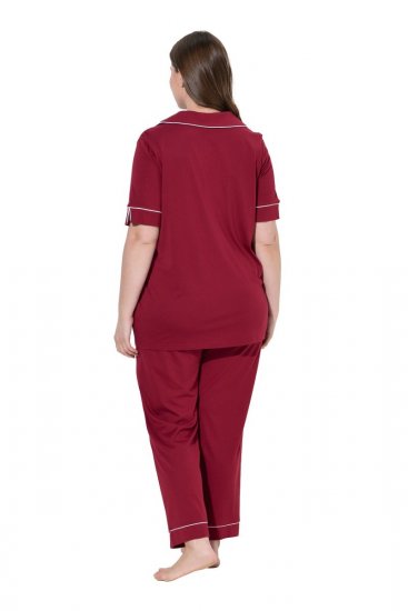 Ulla Popken 835397 Pijama cu mânecă scurtă și guler de cămașă Lila - Pijamale/Haine de casă - 