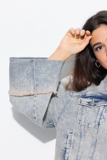 Ulla Popken 835486 Geacă de blugi cu mâneci largi Albastru denim - Geci - Jachete de damă marimi mari