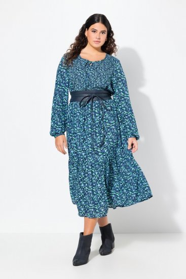 Ulla Popken 835713 Rochie cu flori Bleumarin - Rochii maxi - Rochii maxi marimi mari