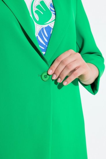 Ulla Popken 836165 Sacou lung cu mânecă 3/4 Verde - Sacouri - Sacouri în Mărimi Mari pentru Femei