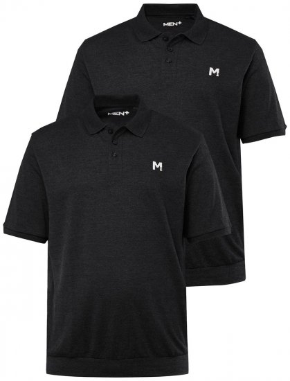 Men+ 266 Tricou polo bellyfit Neagră 2 bucăți - Tricouri polo - Tricouri Polo Bărbați Mărimi Mari