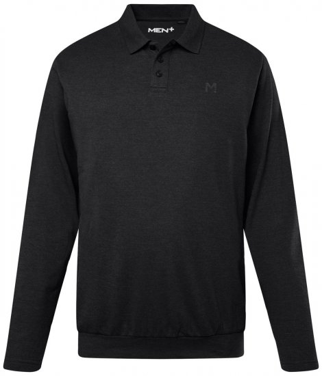 Men+ 274 Tricou polo cu mânecă lungă bellyfit Neagră - Tricouri polo - Tricouri Polo Bărbați Mărimi Mari