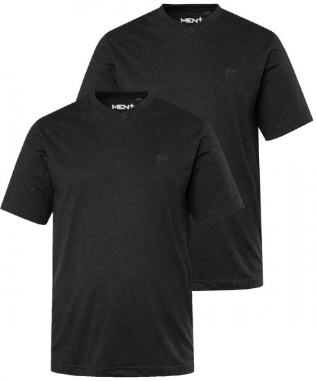 Men+ 299 Tricou decolteu în V Neagră 2 bucăți - Tricouri - Tricouri Bărbați Mărimi Mari