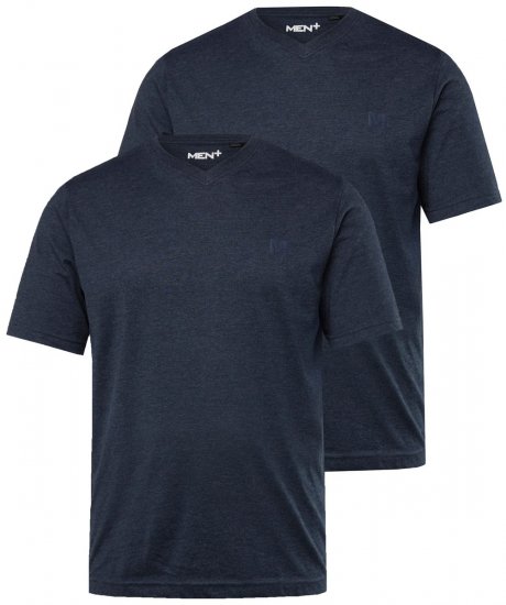 Men+ 299 Tricou decolteu în V Bleumarin 2 bucăți - Tricouri - Tricouri Bărbați Mărimi Mari