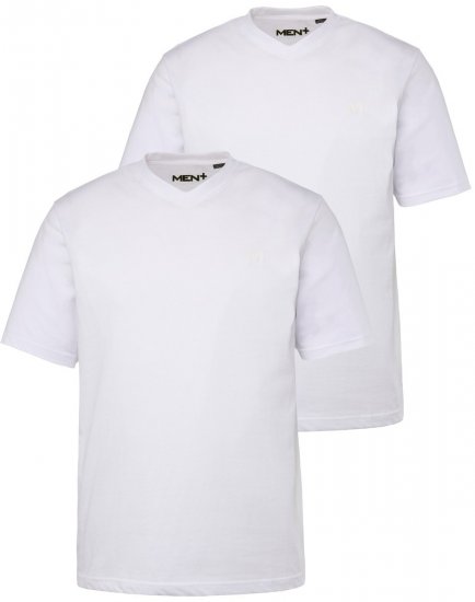 Men+ 299 Tricou decolteu în V Alb 2 bucăți - Tricouri - Tricouri Bărbați Mărimi Mari