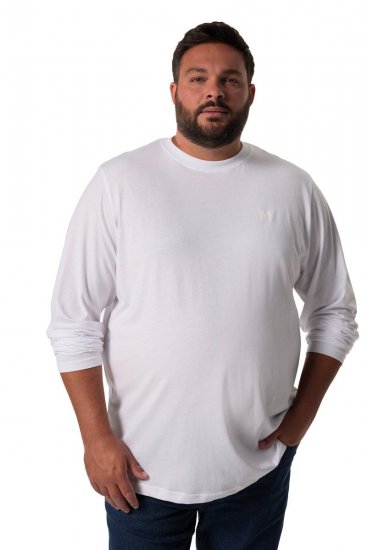 Men+ 307 Tricou cu mânecă lungă Alb - Tricouri - Tricouri Bărbați Mărimi Mari