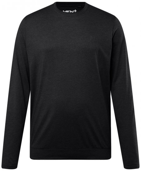 Men+ 313 Tricou cu mânecă lungă bellyfit Neagră - Tricouri - Tricouri Bărbați Mărimi Mari