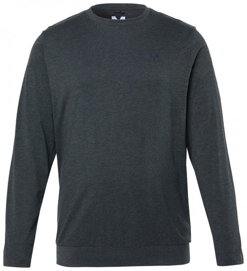 Men+ 313 Tricou cu mânecă lungă bellyfit Gri închis melanj - Tricouri - Tricouri Bărbați Mărimi Mari